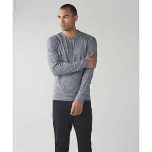 Lululemon Men's Medium Surge Long Sleeve Henley Space Dye Camo Black Dark Slate